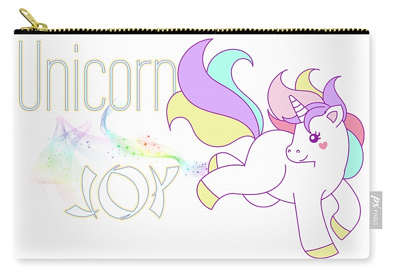 Unicorn Zip Pouch featuring the digital art Unicorn Joy by Tanya Owens