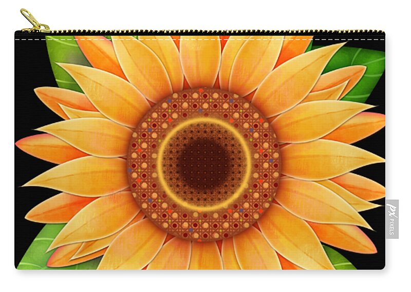 Sunflower Zip Pouch featuring the digital art Sunflower Promise by Valerie Drake Lesiak