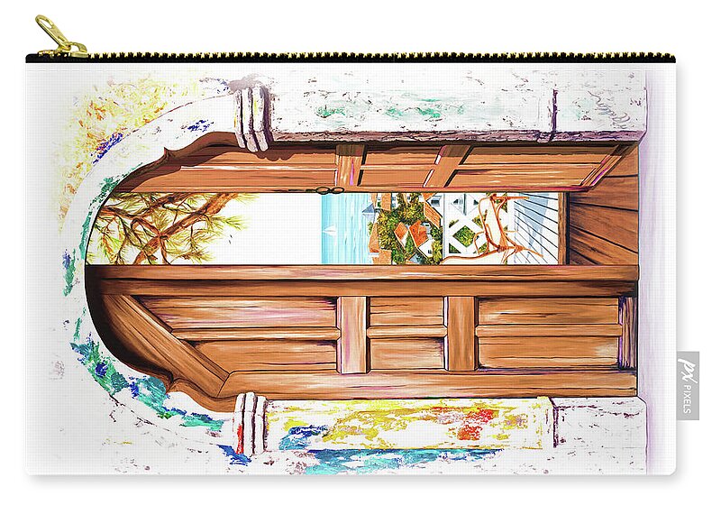Rivera Zip Pouch featuring the painting SEE THROUGH VERANDA VIEW two oil paintings in print by Mary Grden