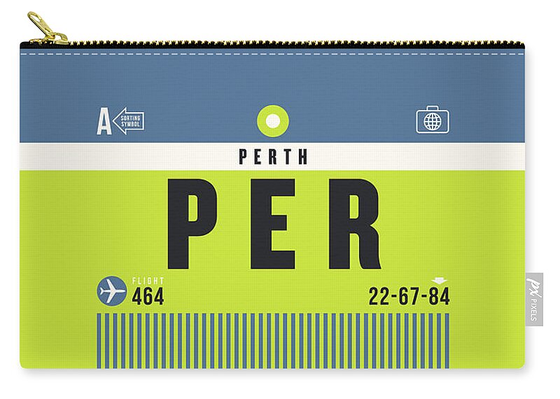 Airline Zip Pouch featuring the digital art Luggage Tag A - PER Perth Australia by Organic Synthesis