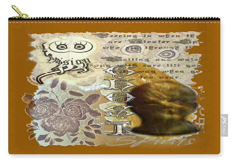 Ghost Zip Pouch featuring the digital art Ghostly Impression Collage Poem Photo Typography Digital Art by Delynn Addams