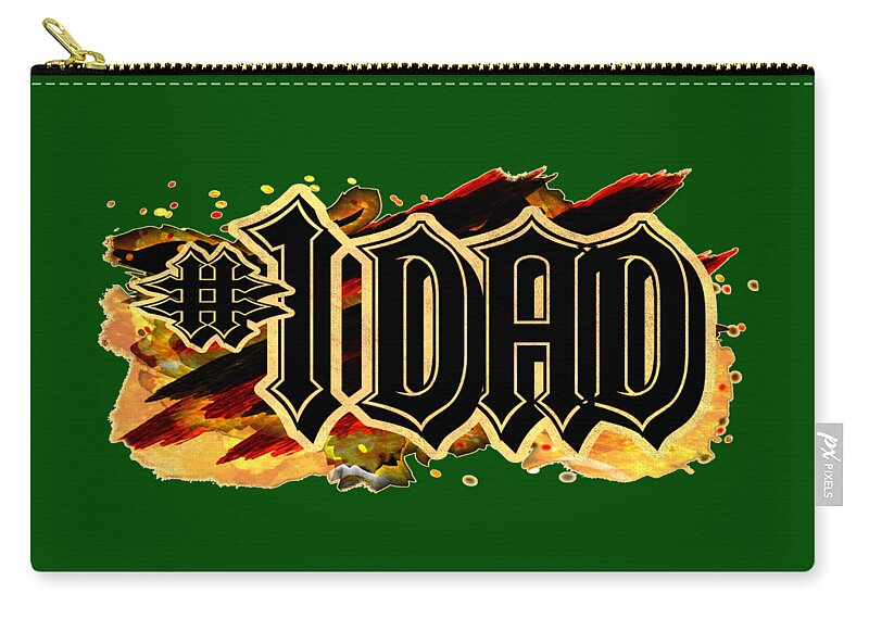 Golden Carry-all Pouch featuring the digital art Golden Number One Dad Emblem for Father's Day by Delynn Addams