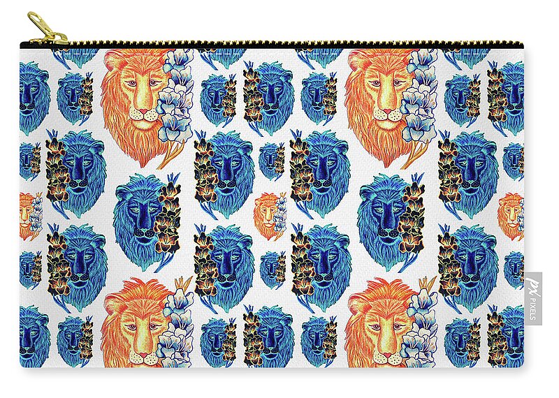 Leo Carry-all Pouch featuring the digital art Leo Gladiolus Blue and Black by Christina Wedberg