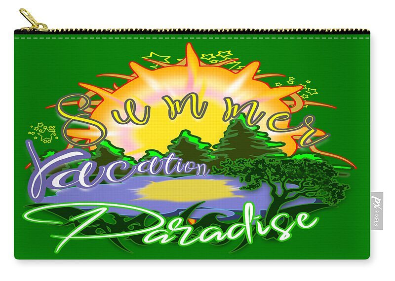 Summer Zip Pouch featuring the digital art Summer Vacation Paradise by Delynn Addams