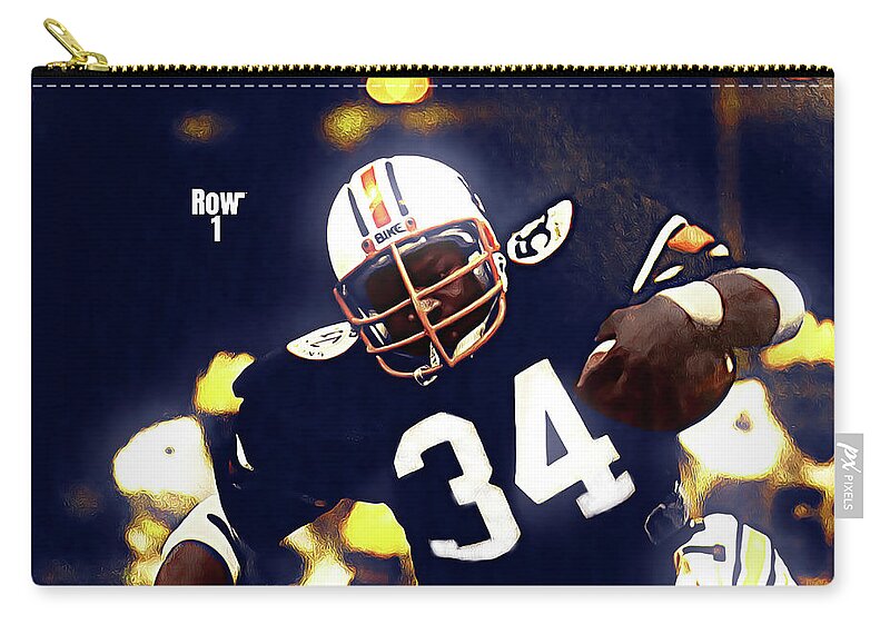 College Football Zip Pouch featuring the mixed media 1984 Bo Jackson Football Art by Row One Brand