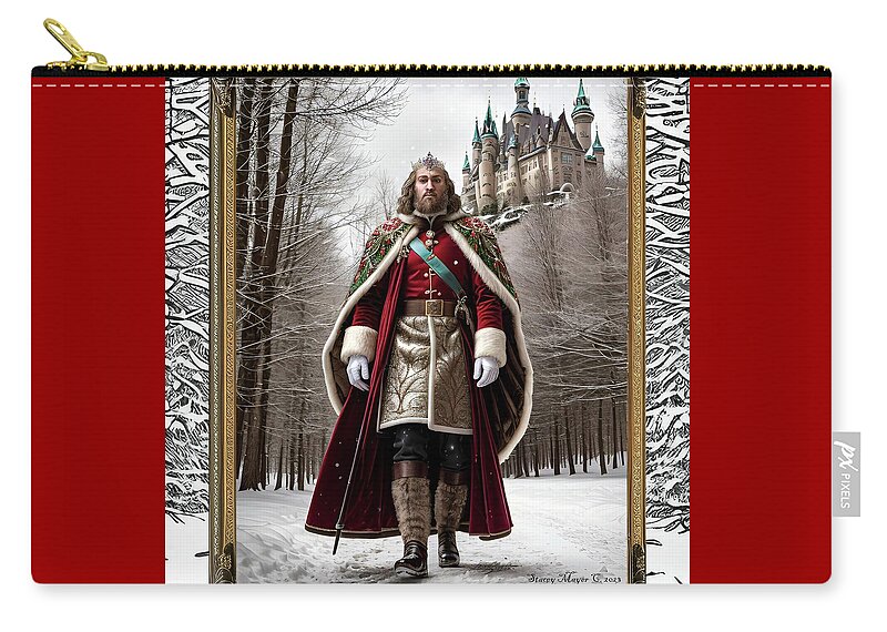 Christmas Zip Pouch featuring the digital art Good King Wenceslas by Stacey Mayer