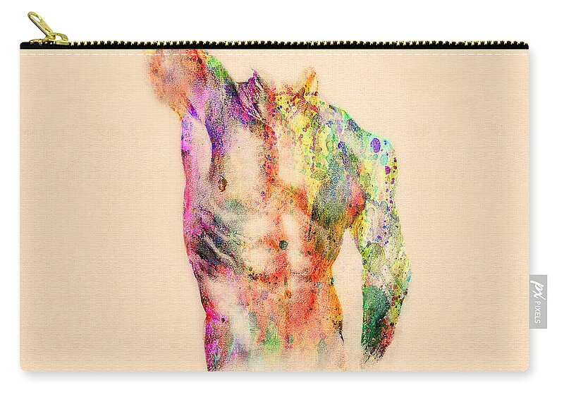Male Nude Art Zip Pouch featuring the digital art Abstractiv Body by Mark Ashkenazi