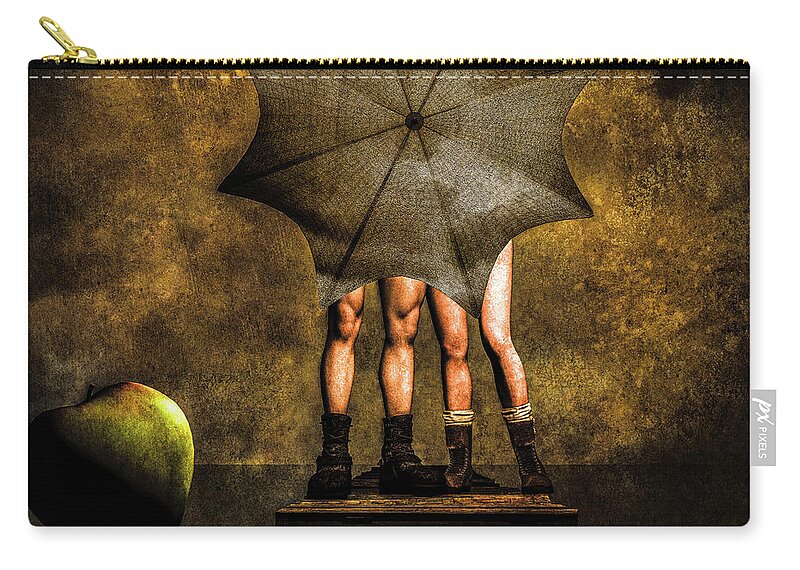 Adam And Eve Zip Pouch featuring the painting Adam And Eve by Bob Orsillo
