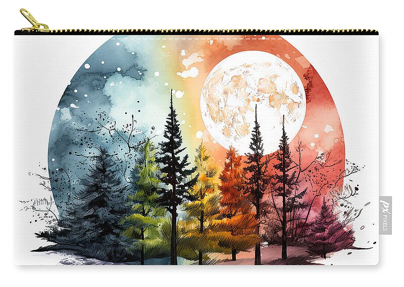 Four Seasons Zip Pouch featuring the painting As The Seasons Turn by Lourry Legarde