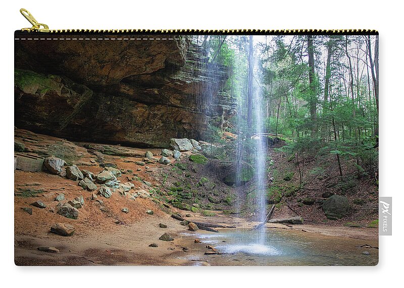 Colorful Waterfall Zip Pouch featuring the photograph Ash Cave Ohio by Dan Sproul