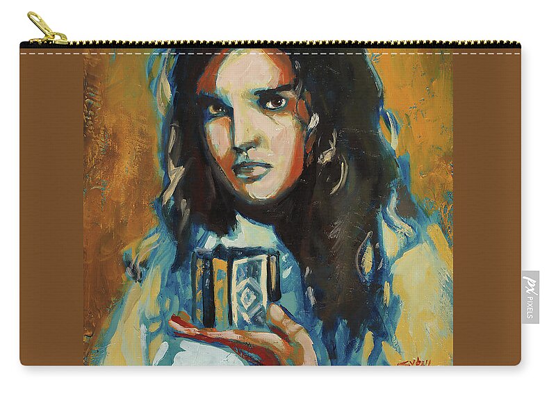Hellraiser Zip Pouch featuring the painting Ashley Laurence by Sv Bell