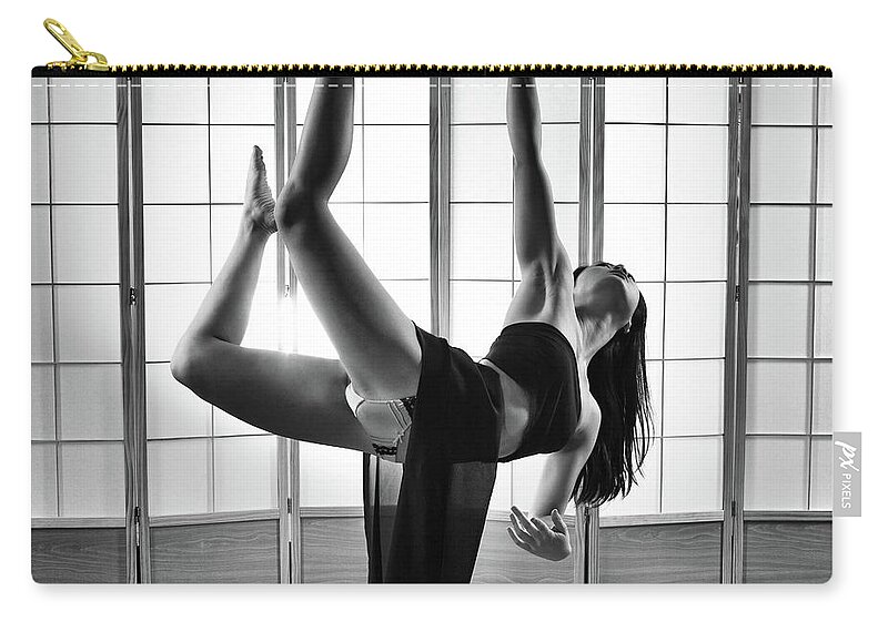 Asian young woman in rope - shibari suspension - V Zip Pouch