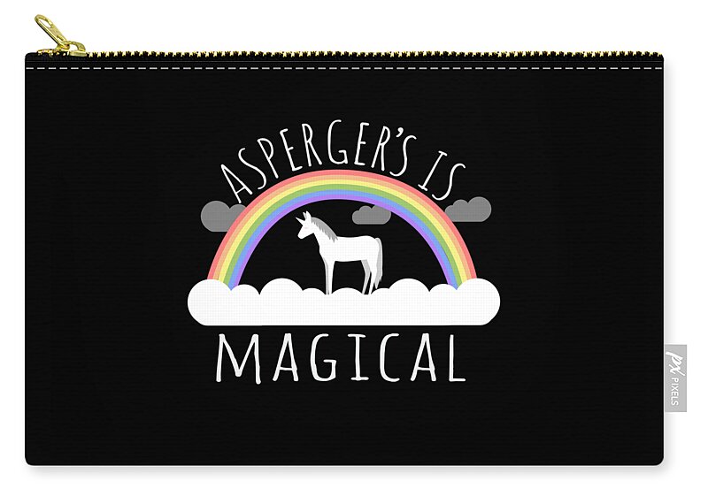 Funny Zip Pouch featuring the digital art Aspergers Syndrome Is Magical by Flippin Sweet Gear
