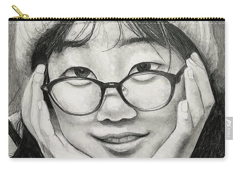 Asuka Zip Pouch featuring the drawing Asuka 5 by Tim Ernst