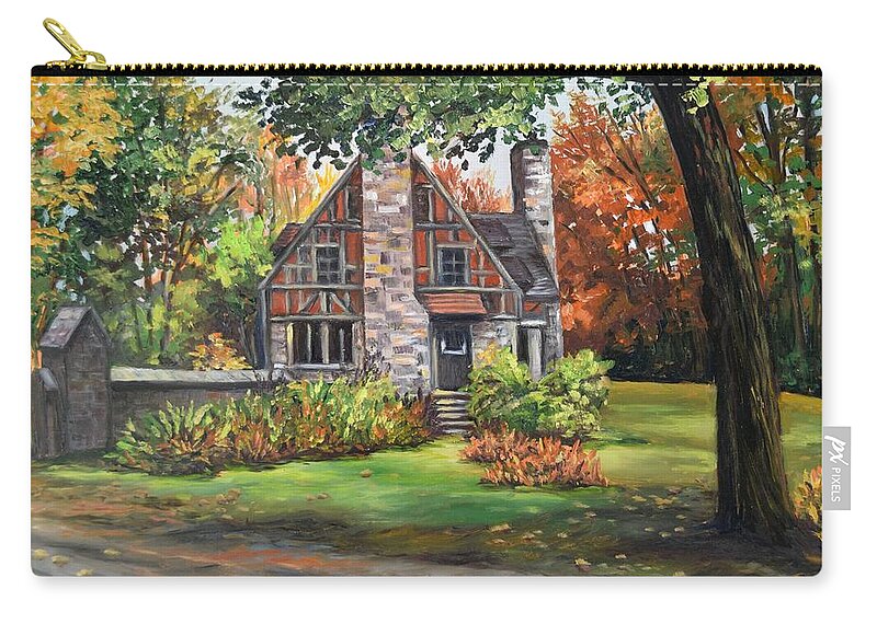 Maine Zip Pouch featuring the painting At Jordan Pond, October by Eileen Patten Oliver