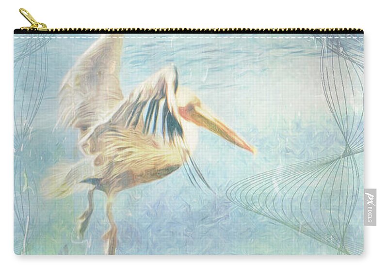 Pelican Zip Pouch featuring the digital art At the Shore by Moira Law