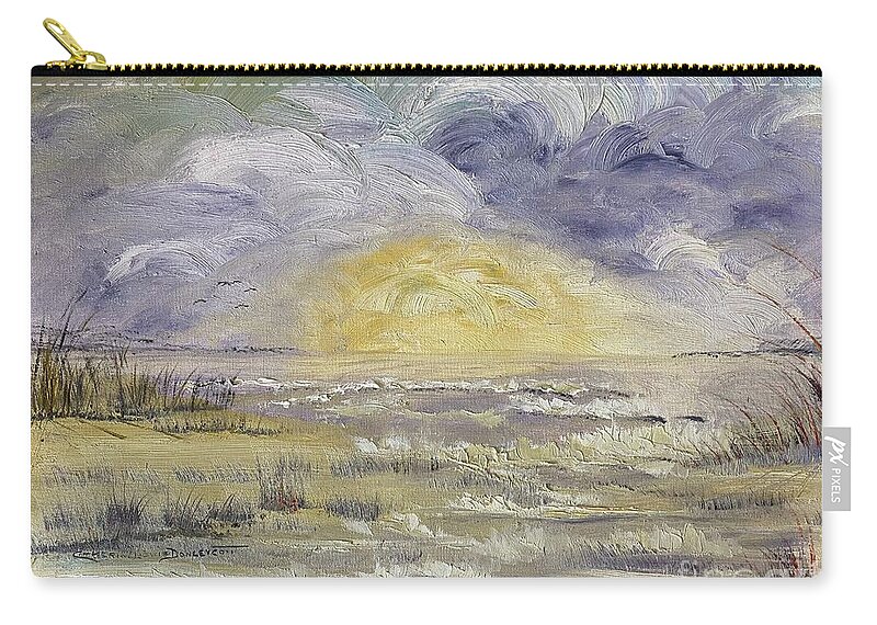 Oil Painting Zip Pouch featuring the painting Atlantic Sunrise by Catherine Ludwig Donleycott