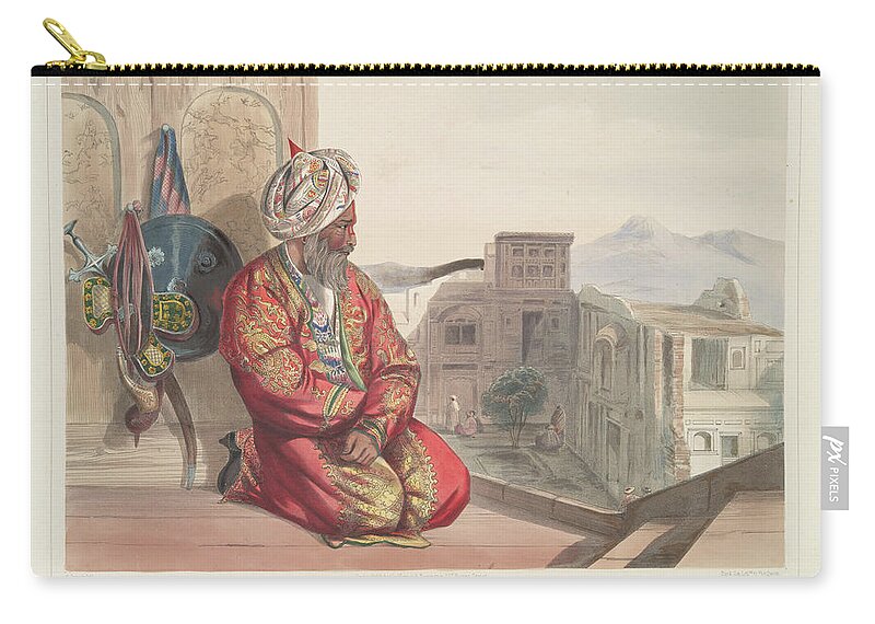 Atmaran'' Hindoo Of Peshawar By Rattray Zip Pouch featuring the painting Atmaran'' Hindoo of Peshawar by Rattray, James, 1818-1854 by Artistic Rifki