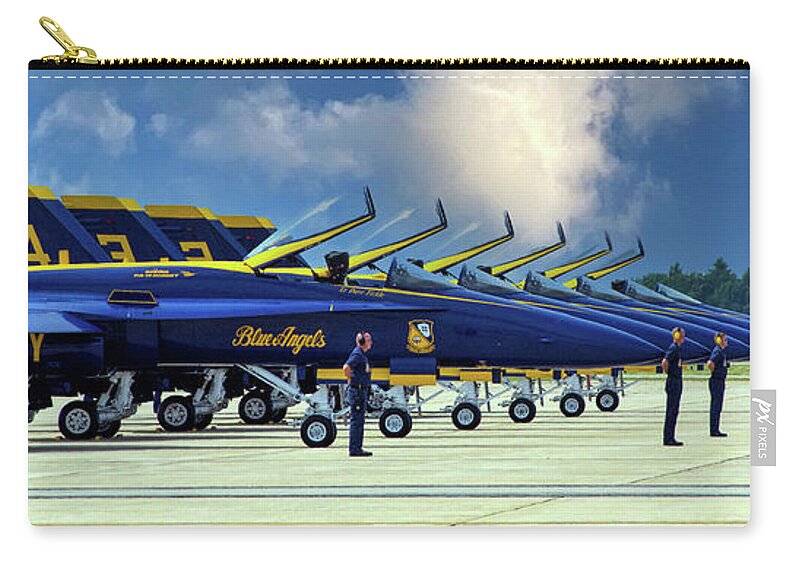 Blue Zip Pouch featuring the photograph Attention Angels by Kevin Fortier