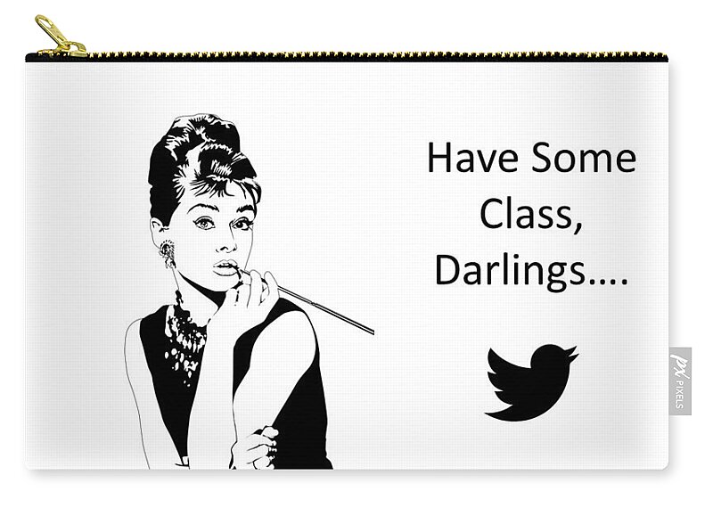Social Media Carry-all Pouch featuring the drawing Audrey Hepburn Says... by Nancy Ayanna Wyatt