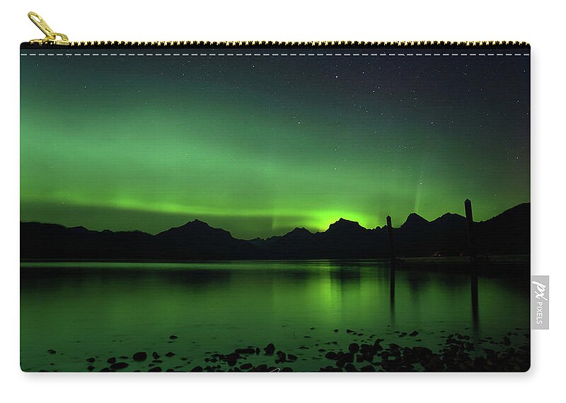  Zip Pouch featuring the photograph Aurora Borealis in Landscape by William Boggs