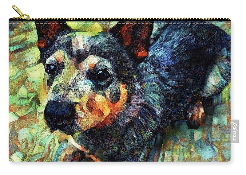 Australian Cattle Dog Zip Pouch featuring the digital art Australian Cattle Dog - Blue Heeler by Peggy Collins
