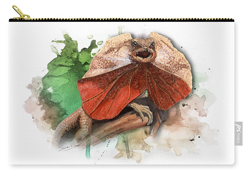 Art Carry-all Pouch featuring the painting Australian Frilled Necked Lizard by Simon Read