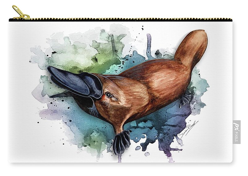 Art Zip Pouch featuring the painting Australian Platypus by Simon Read