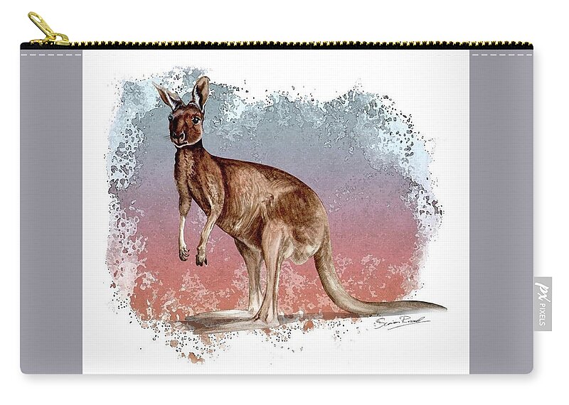 Art Zip Pouch featuring the painting Australian Red Kangaroo by Simon Read