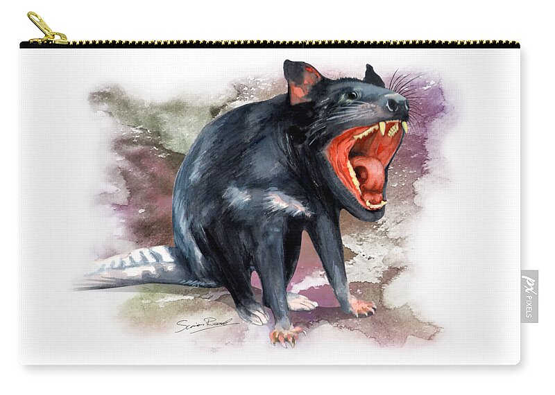Art Carry-all Pouch featuring the painting Australian Tasmanian Devil by Simon Read
