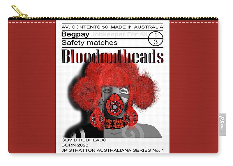 Australiana Zip Pouch featuring the drawing Australiana Iconic Matches Bloodnut Female I by Joan Stratton
