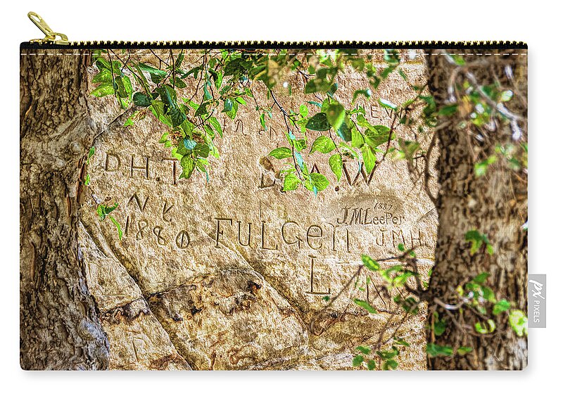 1800s Zip Pouch featuring the photograph Autograph Rock in Oklahoma Panhandle 2 by Debra Martz