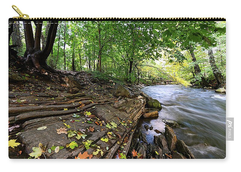 Autumn Zip Pouch featuring the photograph Autumn Along the Bronx River by Kevin Suttlehan