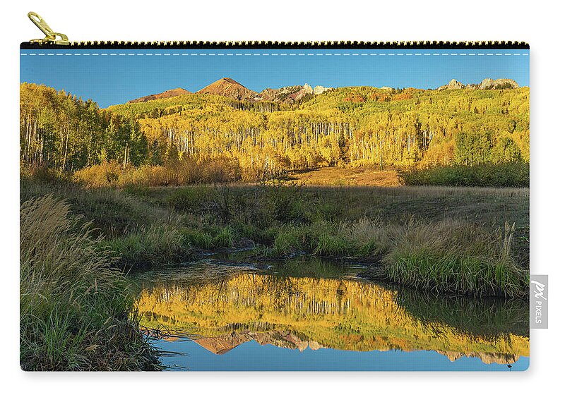 Fall Carry-all Pouch featuring the photograph Autumn Aspen Reflection by Ron Long Ltd Photography