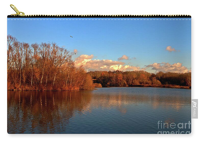 Landscape Zip Pouch featuring the photograph Autumn at the lake by Stephen Melia