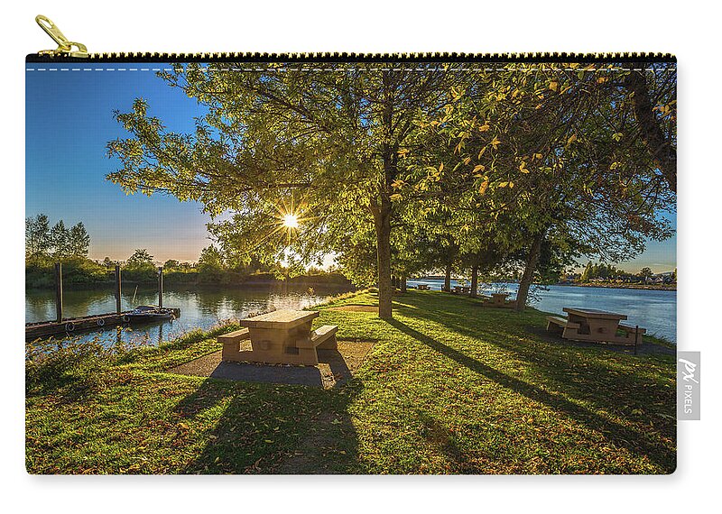 Alex Lyubar Carry-all Pouch featuring the photograph Autumn at the picnic area by Alex Lyubar