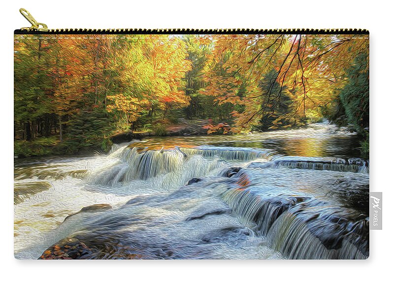 Waterfalls Zip Pouch featuring the photograph Painting of Autumn at the Cascades by Robert Carter