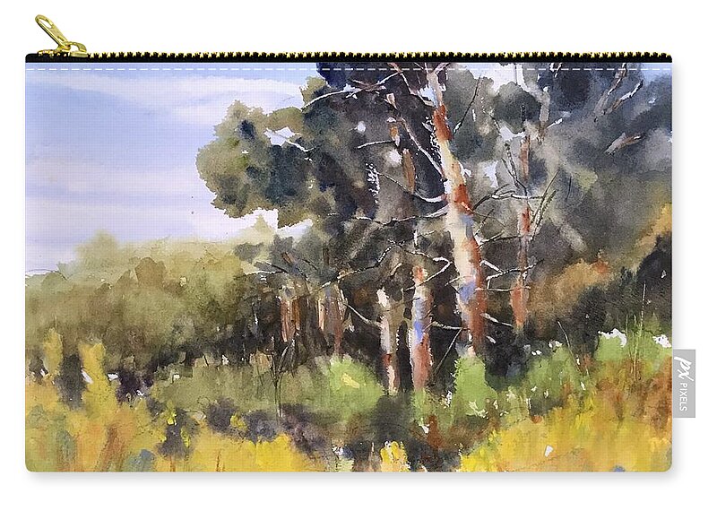 Landscape Carry-all Pouch featuring the painting Autumn Begins by Judith Levins