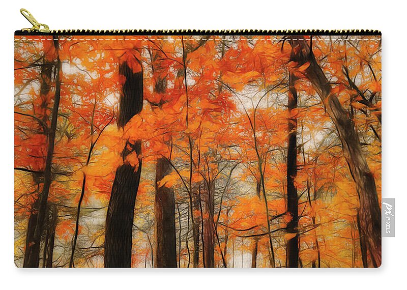 Trees Zip Pouch featuring the mixed media Autumn Blaze Two by Ann Powell