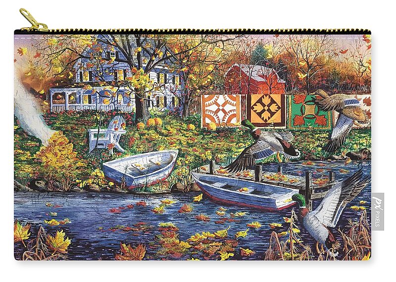Autumn Landscape Zip Pouch featuring the painting Autumn Blessings by Diane Phalen