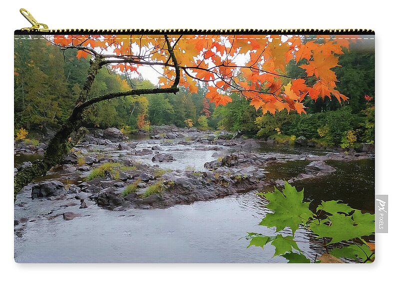 Autumn Zip Pouch featuring the photograph Autumn By the River by Sandra J's