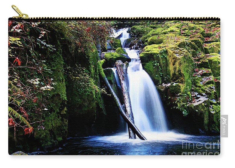 Oregon Waterfalls Zip Pouch featuring the photograph Autumn Fantasy Land 1 - Sweet Creek Falls by Janie Johnson