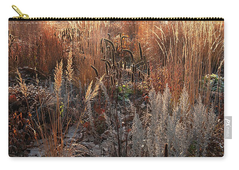 Jenny Rainbow Fine Art Photography Zip Pouch featuring the photograph Autumn Grass Mixed Border 1 by Jenny Rainbow