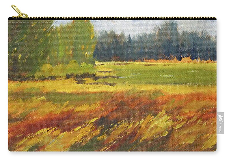 Autumn Field Zip Pouch featuring the painting Autumn Grasses by Nancy Merkle