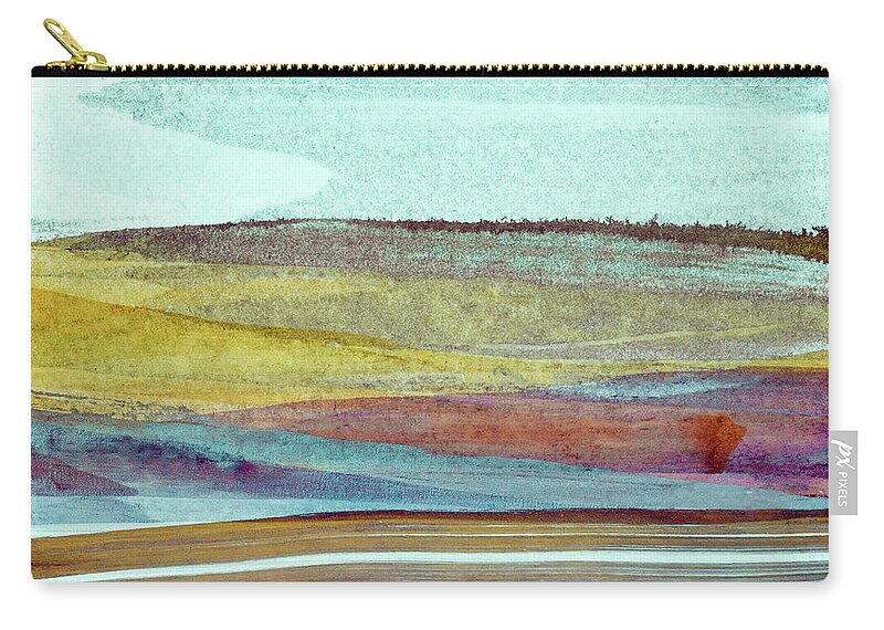 Landscape Zip Pouch featuring the painting Autumn Hills - Abstract Landscape Painting in Pastel Colors by Modern Abstract