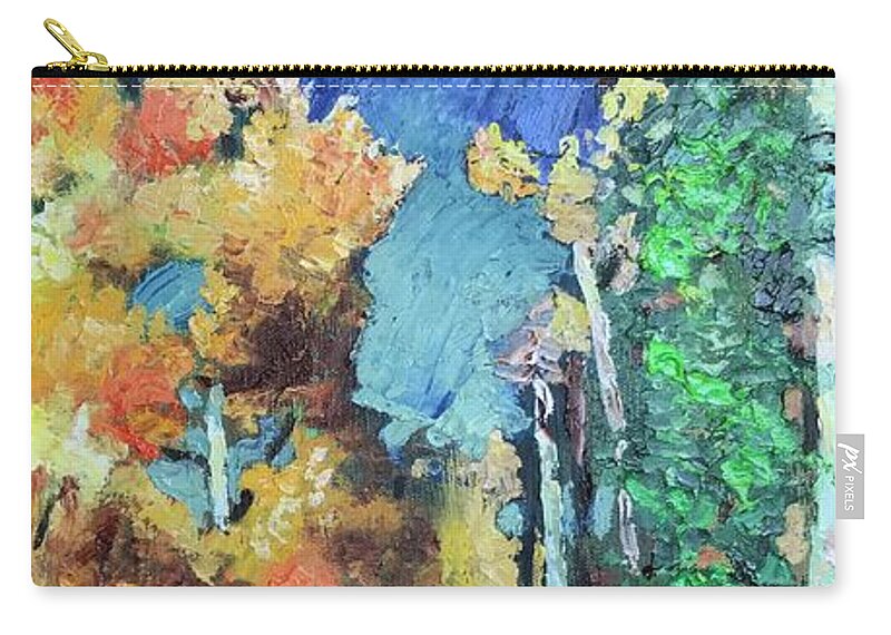 Autumn Zip Pouch featuring the painting Autumn in Colorado, gift, impressionism by Geeta Yerra