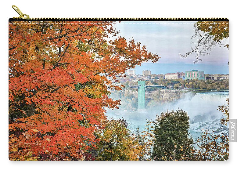 Autumn In Niagara Zip Pouch featuring the photograph Autumn in Niagra by Rebecca Herranen