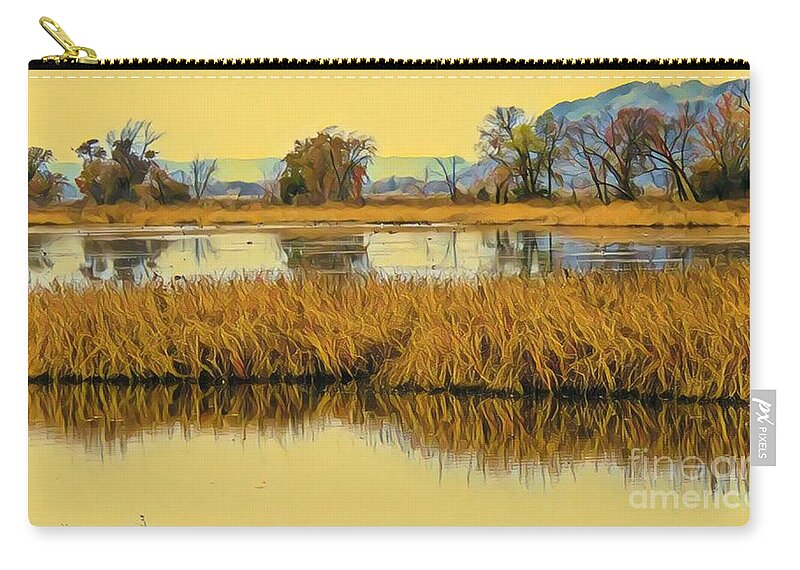 Autumn Zip Pouch featuring the painting Autumn in the Backwaters by Marilyn Smith