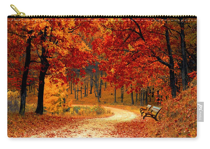 Fall Zip Pouch featuring the painting Autumn in the Park - DWP1072821 by Dean Wittle