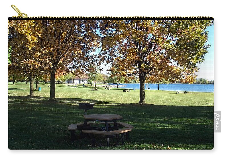 Park Zip Pouch featuring the photograph Autumn in the Park by Reynold Jay